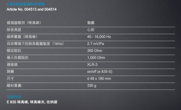 Sennheiser E835-S 動圈式麥克風：圖片 2