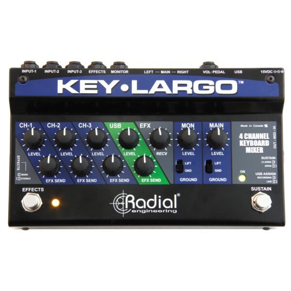 Radial Key-Largo 鍵盤混音器、USB 接口和性能踏板 DI BOX