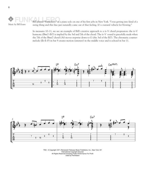THE BILL EVANS GUITAR BOOK- BY SID JACOB 名人樂譜 吉他樂譜：圖片 3