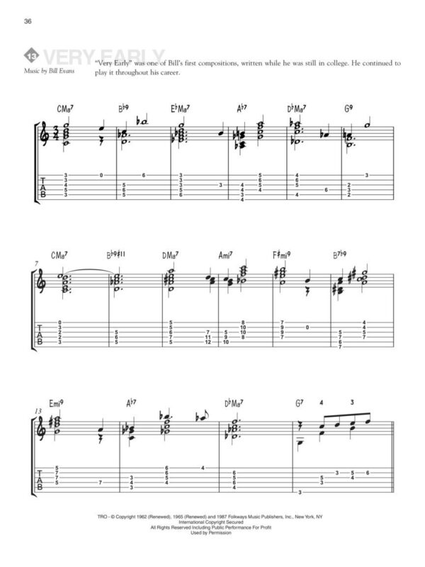 THE BILL EVANS GUITAR BOOK- BY SID JACOB 名人樂譜 吉他樂譜：圖片 5