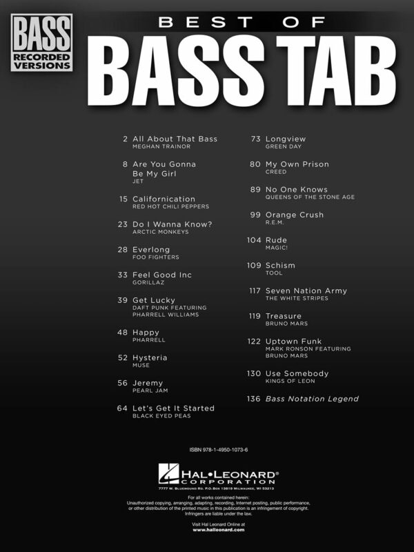 BEST OF BASS TAB 貝斯教學 進口樂譜：圖片 3