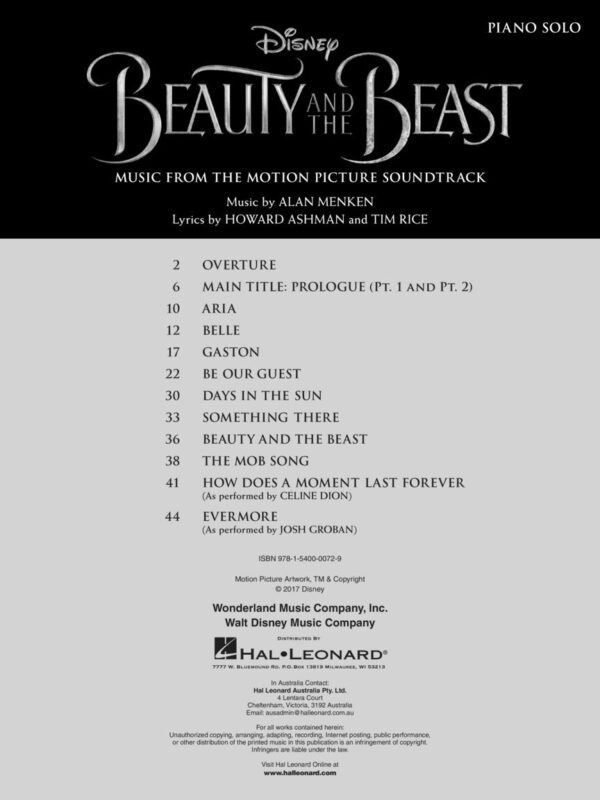 BEAUTY AND THE BEAST SONGBOOK 美女與野獸 原聲帶樂譜：圖片 4