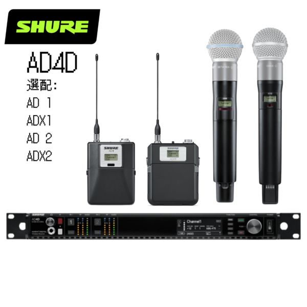 Shure AD4D 雙通道 無線麥克風主機 (選配發射器)